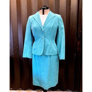 Vintage Roth-Le-Cover Ultra Suede Jacket Skirt 2pc Suit Green Women's size 14